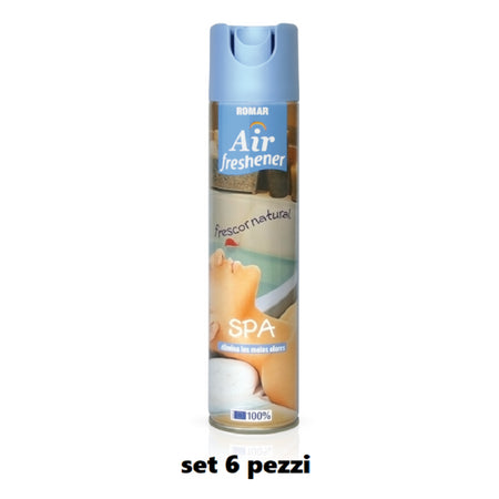 Set 6 Pz Deodorante Per Ambiente Spray Profumo Casa Fresco 300 Ml Spa