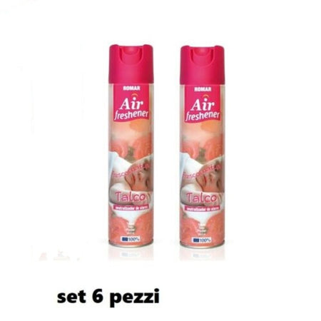 Set 6 Pz Deodorante Per Ambiente Spray Profumo Casa Fresco 300 Ml Talco