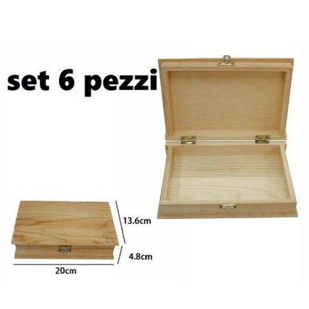 Set 6 Scatole Box Astuccio In Legno Decoupage Portagioie Cofanetto 53463a