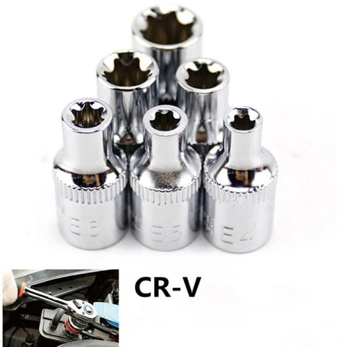 Set Bussole Torx Stella Adattatore 6 Pezzi Con Attacco 1/4 4 5 6 7 8 10 Cr-v