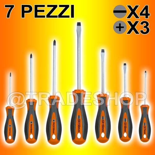 Set Cacciaviti Giraviti Kit 7 Pezzi 3 A Stella E 4 A Taglio Professionali