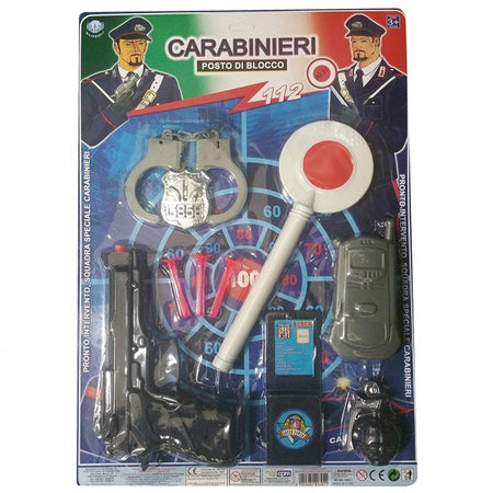 Set Carabinieri Pistola Manette Paletta Distintivo Radio Bambini Bimbo Eta' 3+