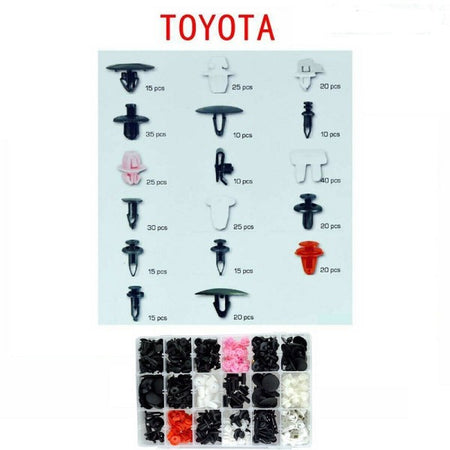 Set Clip Di Fissaggio Per Auto Toyota Confezione 350 Pezzi Ricambi Plastica