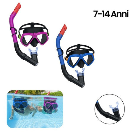 Set Maschera Snorkeling Dominator 7-14anni 2 Colori Assortiti Mare Piscina 24070
