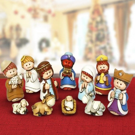 Set Nativita Bambini Per Presepe Natale Statuine Presepio In Resina 7cm 11pz