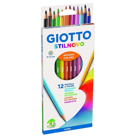 Set Pastelli Colorati 12 Pz. Matite In Legno Per Colorare Giotto Scuola Disegno