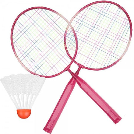 Set Racchetta Badminton Palla Leghe Nylon Per Bambini Giocattoli All'aperto Rosa