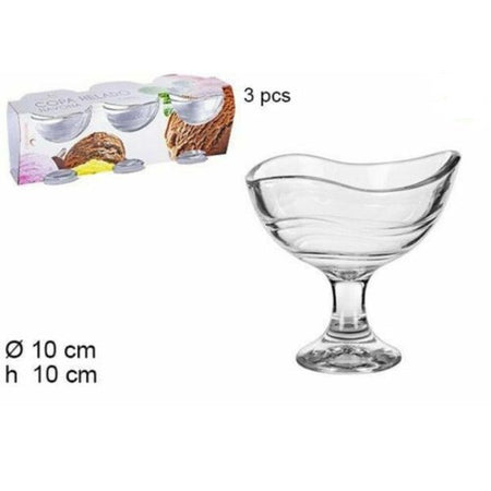 Set Servizio 3 Pezzi Coppe Bicchieri In Vetro Navona Per Gelato Frutta