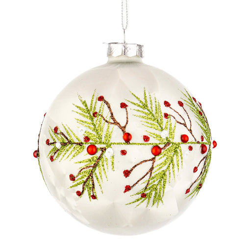 Pallina Branch per albero di Natale in vetro decorate color Bianco Casa e cucina/Decorazioni per interni/Addobbi e decorazioni per ricorrenze/Decorazioni natalizie/Addobbi e decorazioni/Palle e palline MagiediNatale.it - Altamura, Commerciovirtuoso.it