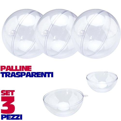 Sfere Natalizie Palline Trasparenti Apribili Da Riempire Decorazione Natale 3 Pz