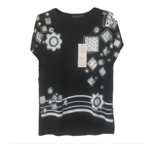 Maglia Donna Je Suis Paris Maglia Fantasia Stampata Nera E Bianca Con Applicazioni in Viscosa Con Elastico Taglie Grandi Art. 116852 Moda/Donna/Abbigliamento/T-shirt top e bluse/T-shirt L’Orchidea - Siderno, Commerciovirtuoso.it