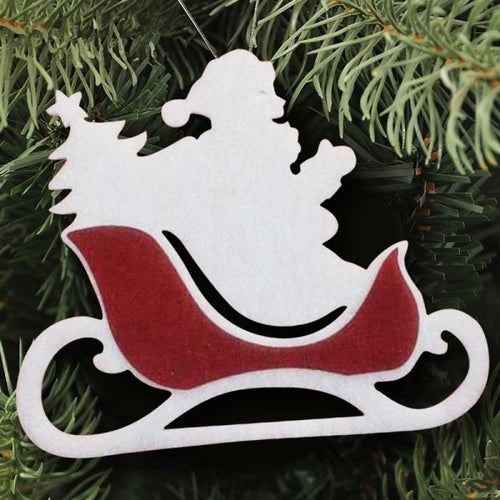 Slitta Babbo Natale Ovatta E Juta 2 Colori 44 Cm Per Albero Di Natale