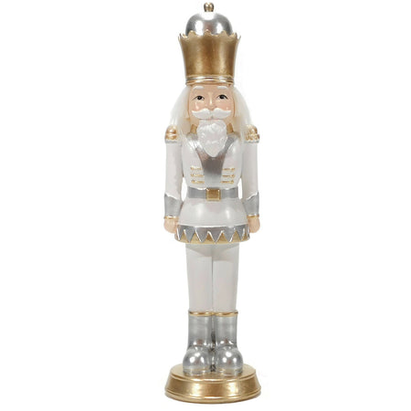 Statuetta decorativa "Soldatino Elegante" decorazione bianco e oro per Natale h31 cm Casa e cucina/Decorazioni per interni/Addobbi e decorazioni per ricorrenze/Decorazioni natalizie/Schiaccianoci MagiediNatale.it - Altamura, Commerciovirtuoso.it