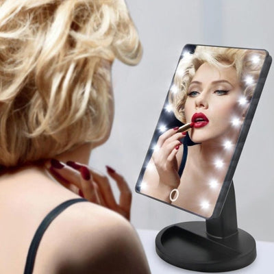 Specchio Da Trucco Illuminato 16 Led Portatile Make Up Cosmetico Camerino