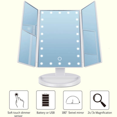 Specchio Orientabile 360 Gradi Touch Screen Tavolo 2 Ingrandimenti Bagno Make Up