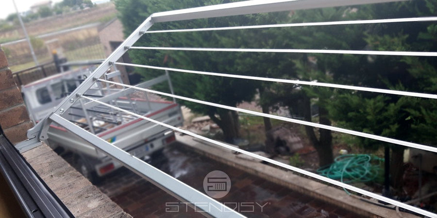Stendibiancheria richiudibile per muretto, stendino per balconi in muratura  alluminio anodizzato antiruggine - commercioVirtuoso.it