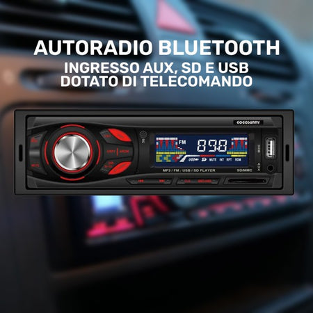 Stereo Auto Autoradio Bluetooth Ingresso Aux, Sd E Usb 4 X 45w Con Telecomando