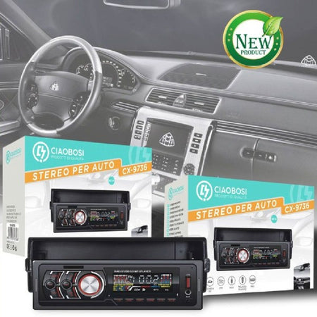 Stereo Auto Autoradio Lettore Mp3 Bluetooth Aux Usb Orologio Telecomando Cx-9736