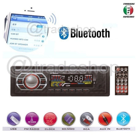 Stereo Auto Bluetooth Autoradio Vivavoce Radio Fm Mp3 Usb Aux Sd Card 45w X  4 