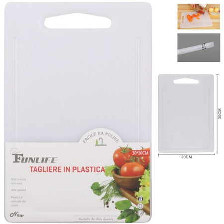 Tagliere In Plastica Con Canale Scanalatura 30x20x0.8cm Per Verdure Frutta 99409