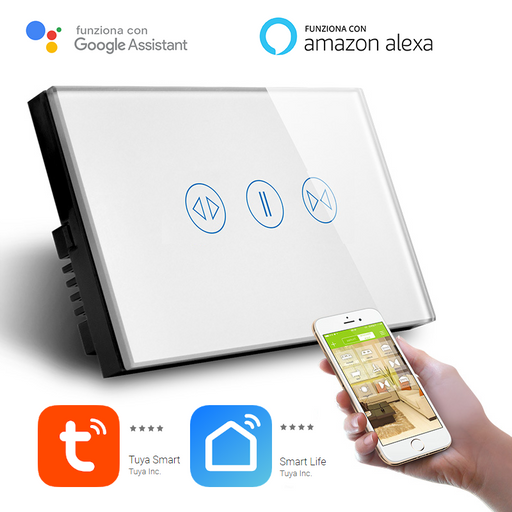 Interruttore Tapparelle Smart Home a 3 pulsanti Touch WiFi Bianco  LKM-SMTP01W LKM Security Cristallo Temperato Controllo a Led Compatibile  con Amazon Echo e Google Home - commercioVirtuoso.it
