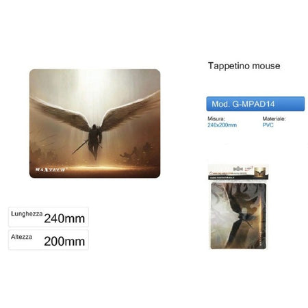 Tappetino Gaming Mouse Pad Poggiapolso Tappeto Pc Arcangelo Raguel Maxtech G-mpad14