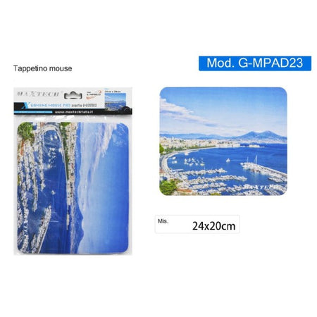 Tappetino Mouse Pad Tastiera Pc Gaming Paesaggio Golfo Napoli 24x20cm G-mpad23