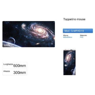 Tappetino Pc Per Mouse Poggiapolso Game Pad Galassia Universo Maxtech G-mpad19