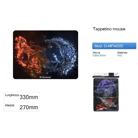 Tappetino Poggiapolso Tappeto Pc Gaming Mouse Pad Serie Fireice Maxtech G-mpad05