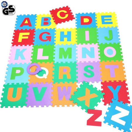 Tappeto Puzzle Per Bambini Set 36 Pezzi Gioco Tappetino Lettere Alfabeto Gomma