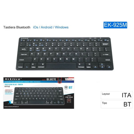 Tastiera Bluetooth Keyboard Per Pc Tablet Android Windows Layout Italiano Ek925m
