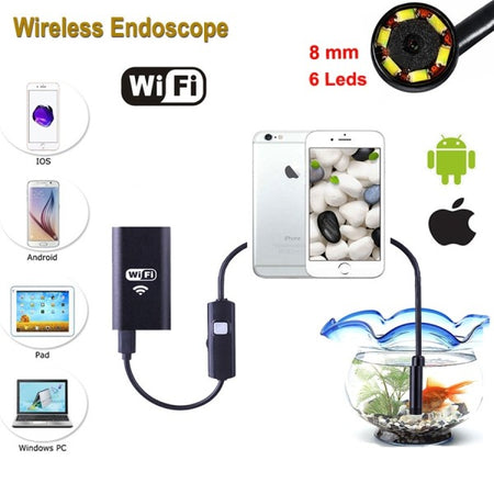 Telecamera Endoscopica Per Ispezione Wifi Per Smartphone 6 Led Mt Ip67
