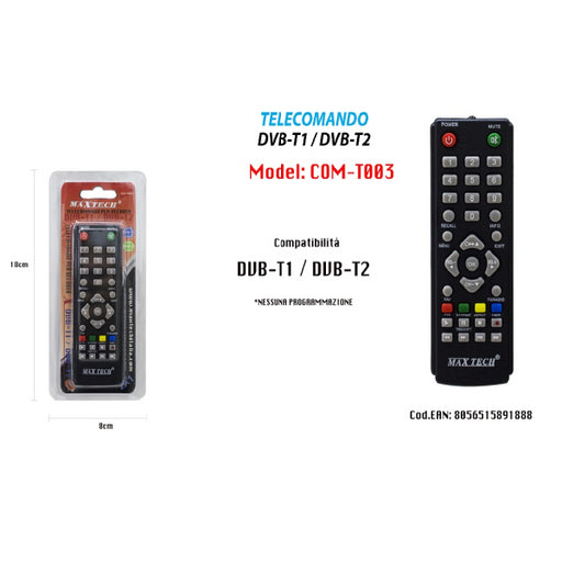 Telecomando Per Decoder Dvb-t1 / Dvb-t2 Compatibili Solo Con Dispositivi  Maxtech - commercioVirtuoso.it