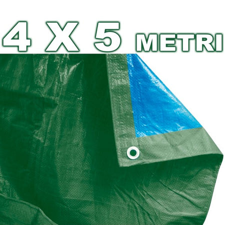 Telo Copri Auto Moto Copritutto 4x5 Metri In Polietilene Impermeabile Verde Blu