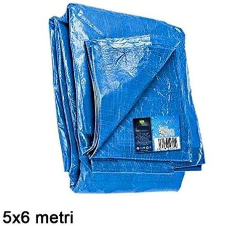Telo Copri Auto Moto Copritutto 5x6mt In Polietilene Colore Blu Impermeabile