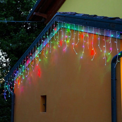 Tenda Catena Luminosa Esterno Rgb Multicolore Luci Natale 100led Prolungabile 3mt