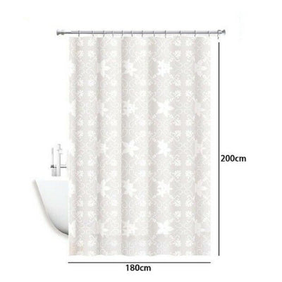 Tenda Doccia Antimuffa Impermeabile 180x200cm Anelli Bagno Bianca Maiolica 69511