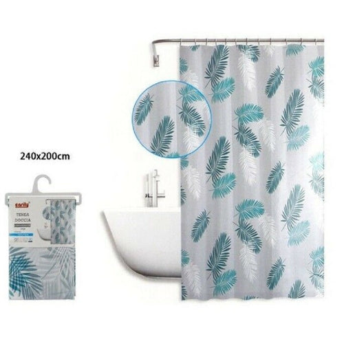 Tenda Doccia Antimuffa Impermeabile 240 X 200 Cm Con Anelli Bagno Piume 59518