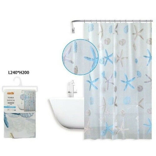 Tenda Doccia Antimuffa Impermeabile 240 X 200cm Anelli Bagno Stelle Marine 59806