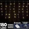 Tenda Luminosa Natalizia 180 Led Luce Bianco Caldo 3 Metri Per Esterno