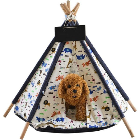 Tenda Per Cani Gatti Rimovibile Lavabile Con Morbido Cuscino In Tela 60x60x90cm