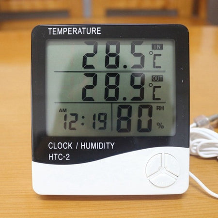 Termometro Igrometro Digitale Temperatura Umidita' Ora Data Casa Htc-2 Con Sonda