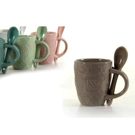 6 Tazzine da caffè 100ml con cucchiaino in ceramica BELLINTAVOLA tazzine da caffè design in ceramica colori pastello Casa e cucina/Stoviglie/Piatti ciotole e vassoi/Tazze e piattini/Servizi da caffè L’Orchidea - Siderno, Commerciovirtuoso.it