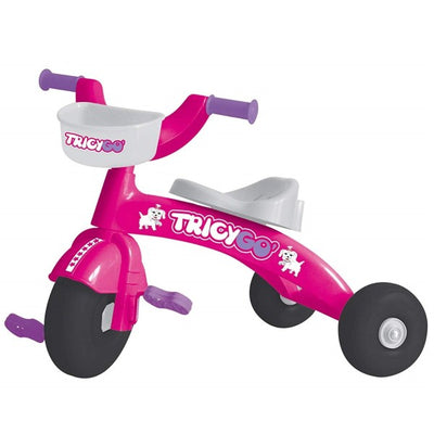 Triciclo Bici Scooter 3 Ruote Con Pedali Bambina Baby Tricygo' Cagnolino Fucsia