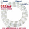 Tubo Luminoso Natalizio 25mt Led Bianco Freddo Con Controller 8 Funzioni