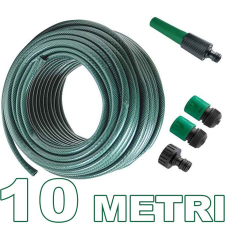 Tubo Per Irrigazione Da Giardino Lungo 10 Metri Con Accessori Da 1/2" Verde