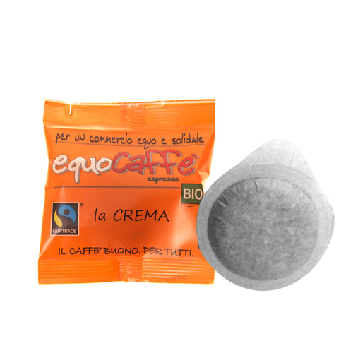 Cialde caffè equo Equocaffè Solidale Crema Biologico compatibile macchinetta cialda ESE 44 mm Caffè in cialde ESE 44mm Madreterra Caffè - Palermo, Commerciovirtuoso.it