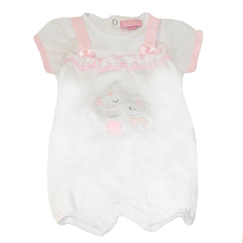 Tutina per Neonata Bidibimbo Tutina Bianca E Rosa a Maniche Corte Girocollo Con Disegno Buona Vestibilità Art. P164 Moda/Prima infanzia/Abbigliamento/Bambina 0-24/Tutine e body/Tutine L’Orchidea - Siderno, Commerciovirtuoso.it