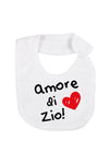 BabyVip Bavetta in cotone con stampa amore della zia o amore di zio o amore degli zii divertente, funny, colorato, simpatico