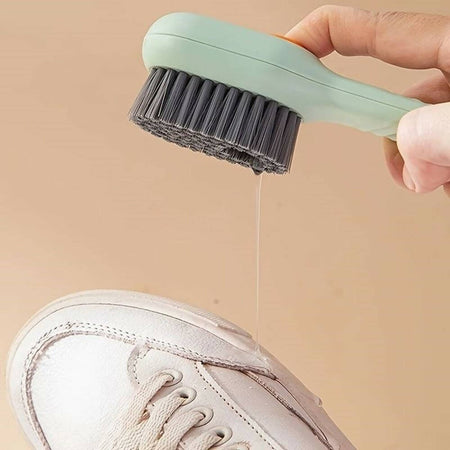 Spazzola multifunzione con dispenser di liquido per cura scarpe pulizia vestiti e bucato